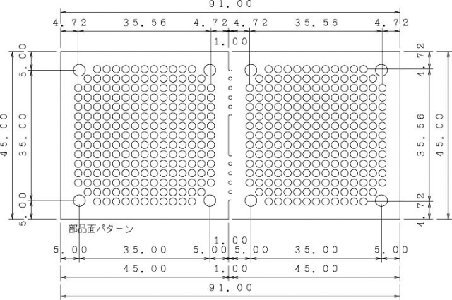 ICB-90GH|小型ユニバーサル基板|ガラスコンポジット両面| 45&times;91&times;1.2t
