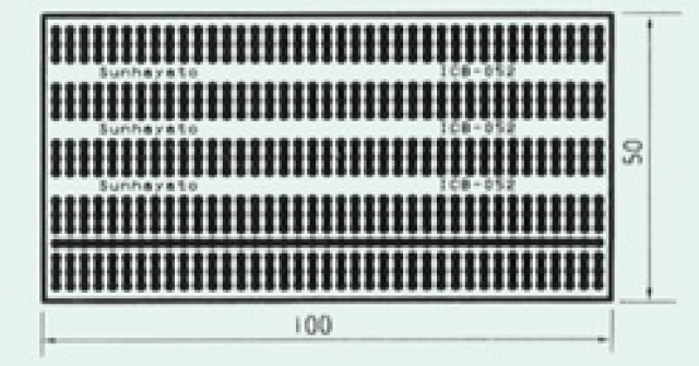 ICB-052、シール基板2.54mmピッチICパターン ドット3連結パターン。