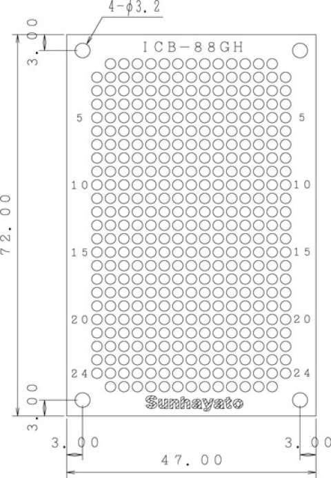 汎用プリント基板 |ICB-88GH-PbF|両面・ガラスコンポジット1.2t| 